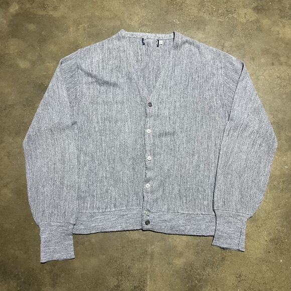 Vintage 80s Grey Acrylic Blank Cardigan - Picture 1 of 3